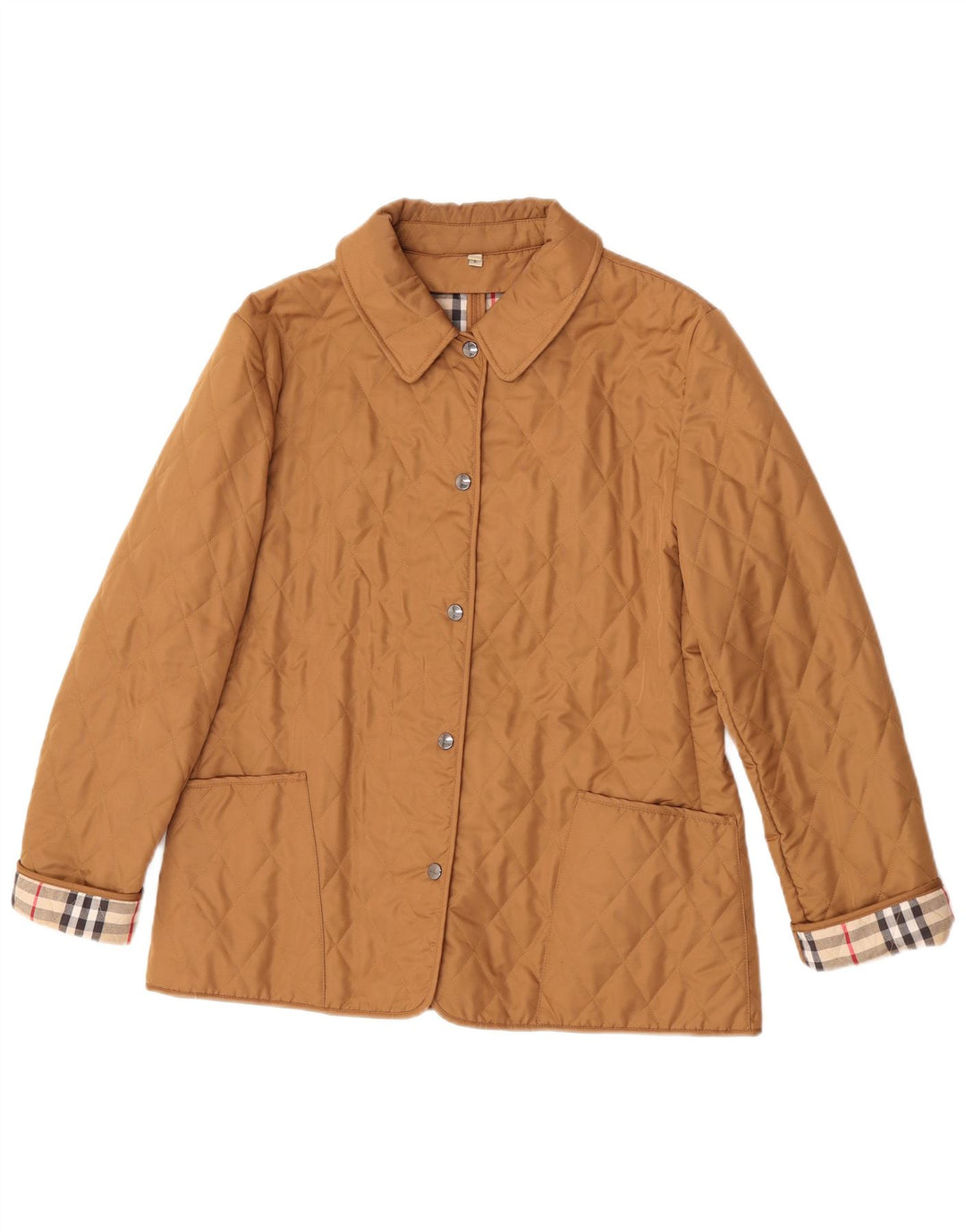 Giacca trapuntata da donna Burberry UK 16 grande cotone beige