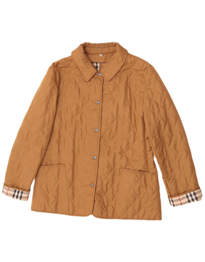 Giacca trapuntata da donna Burberry UK 16 grande cotone beige