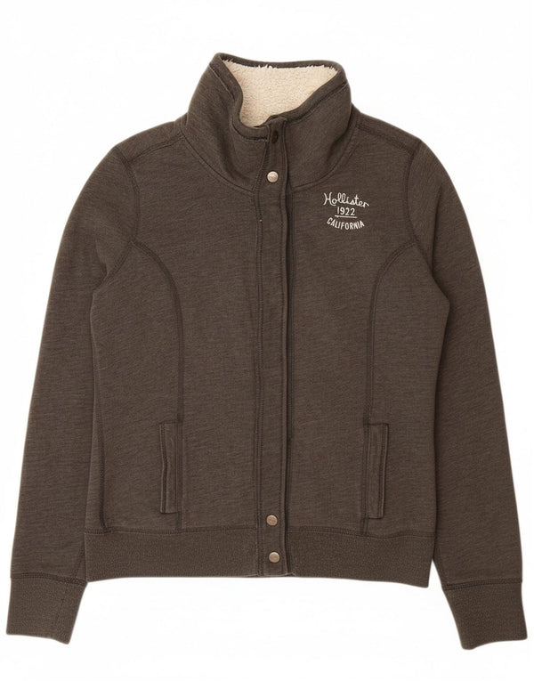 Giacca da tuta da donna HOLLISTER Sherpa UK 16 grande cotone grigio