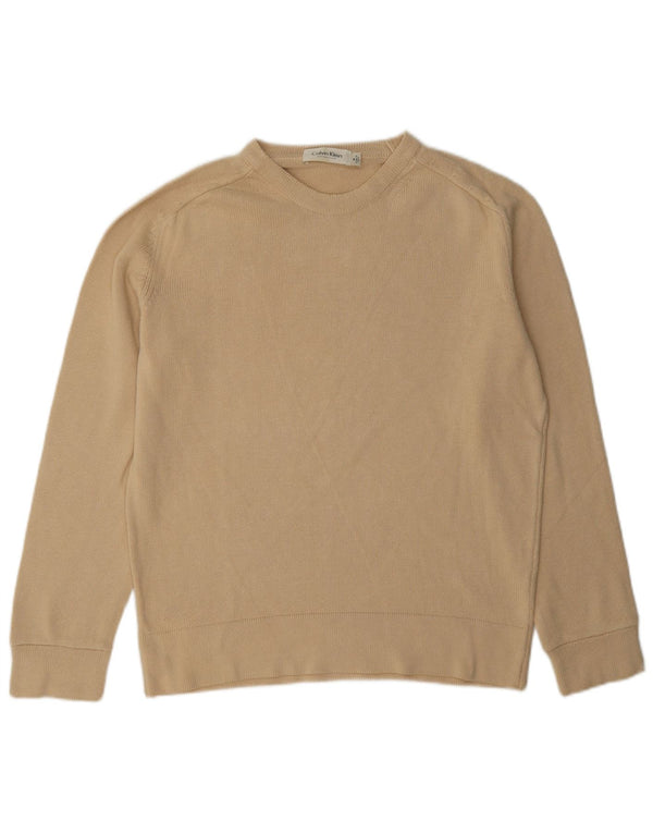 Maglione maglione girocollo vestibilità regolare da donna Calvin Klein UK 12 Beige medio