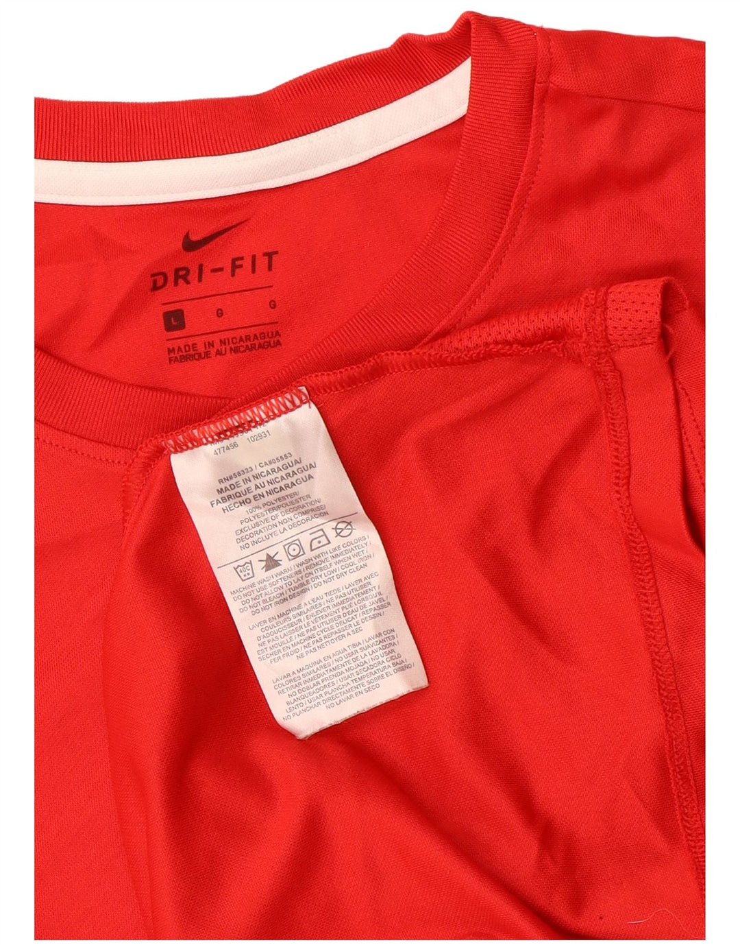 T-shirt NIKE Dri Fit da donna Top UK 16 Large Rosso Poliestere