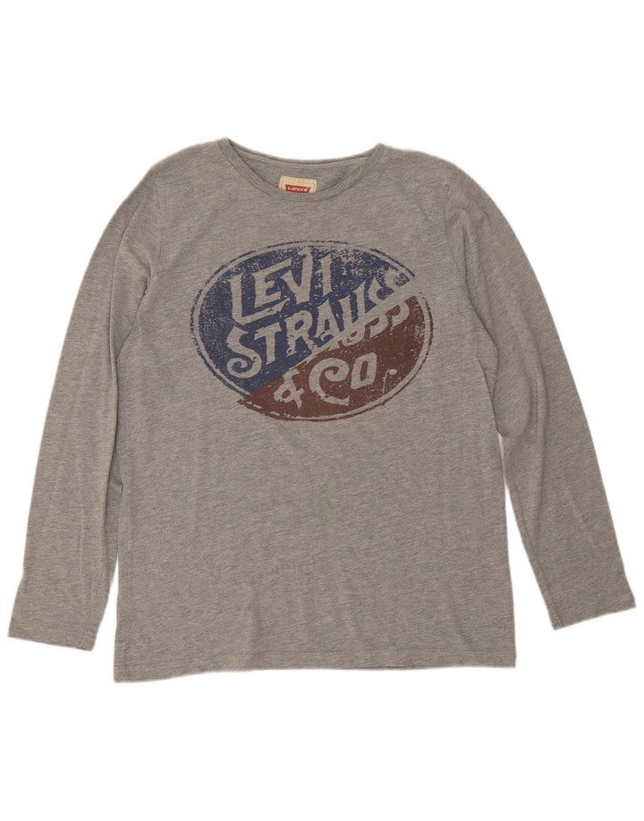 Maglietta grafica da bambino Levi's a maniche lunghe 15-16 anni in cotone grigio