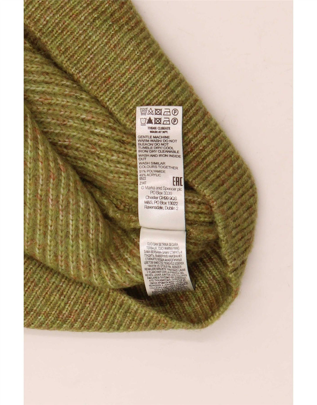 Canotta da donna Marks & Spencer con zip e collo UK 14 media kaki chiazzata