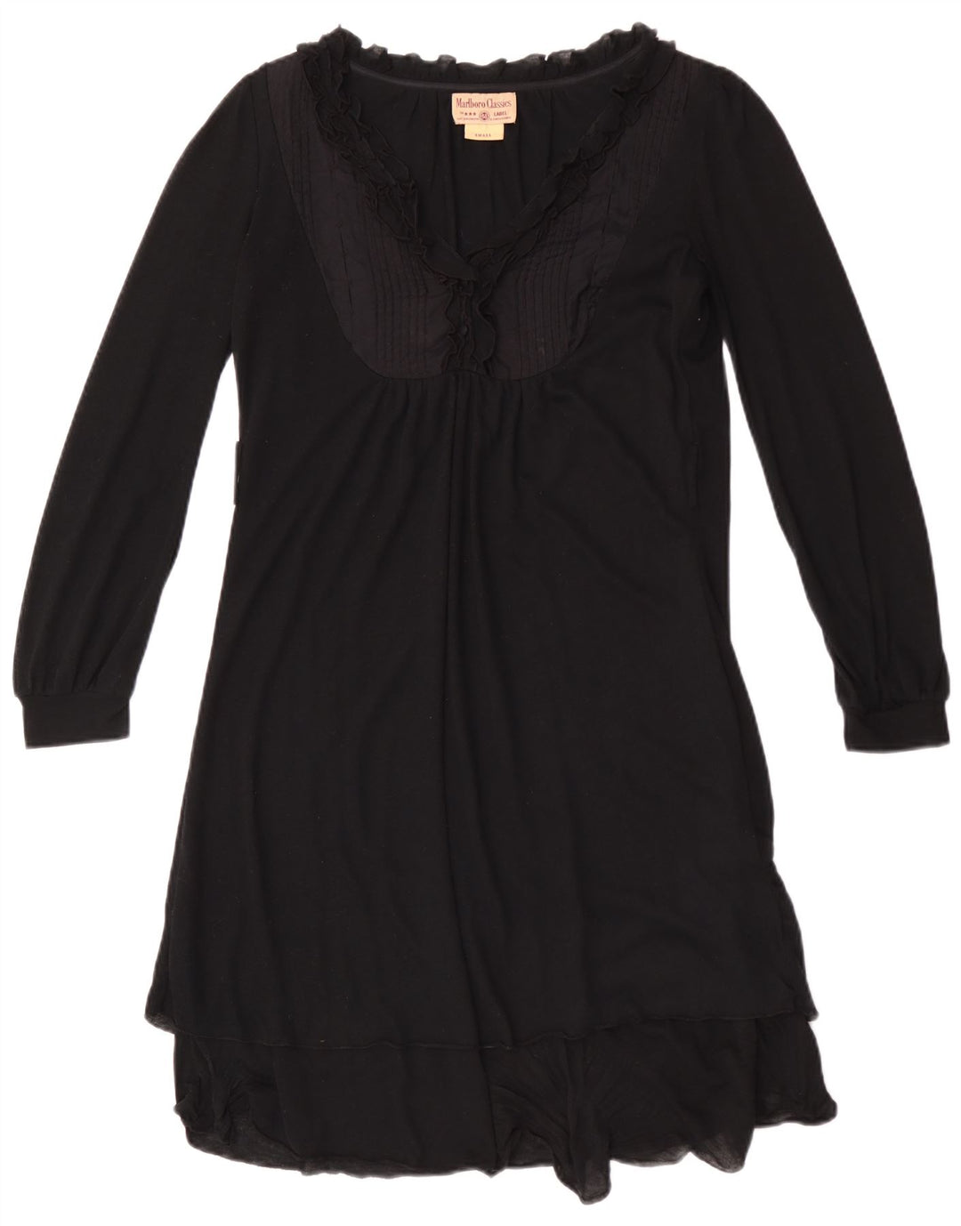 Abito a trapezio a maniche lunghe da donna Marlboro Classics UK 10 piccolo nero