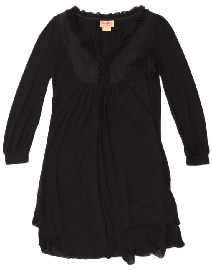 Abito a trapezio a maniche lunghe da donna Marlboro Classics UK 10 piccolo nero
