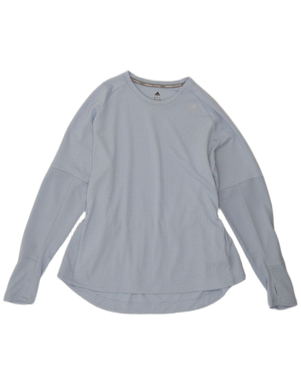 Maglia manica lunga da donna Adidas UK 16/18 Large Blu Poliestere