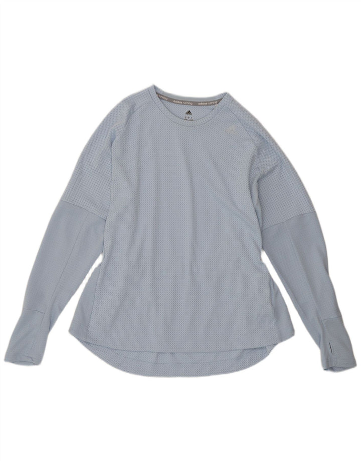 Maglia manica lunga da donna Adidas UK 16/18 Large Blu Poliestere