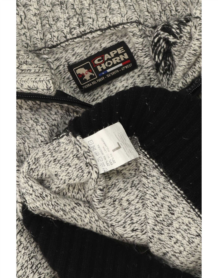 Maglione da uomo con collo con zip Cape Horn, grande angora color grigio grigio
