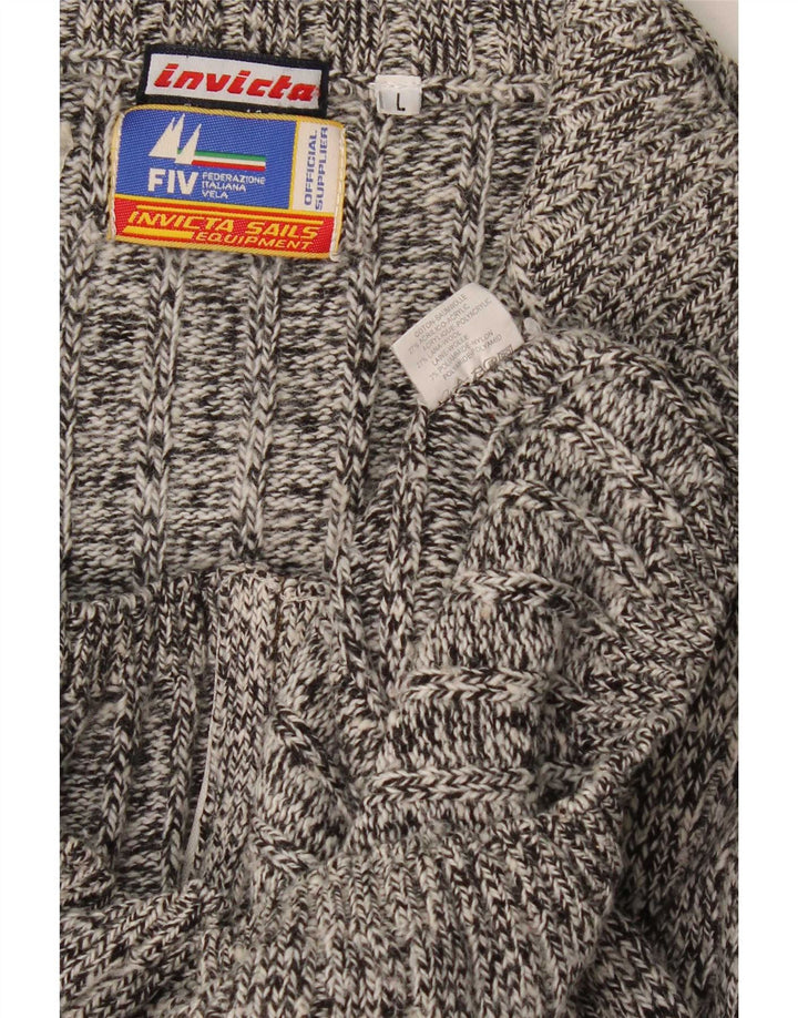 Maglione cardigan da uomo Invicta grande cotone chiazzato grigio
