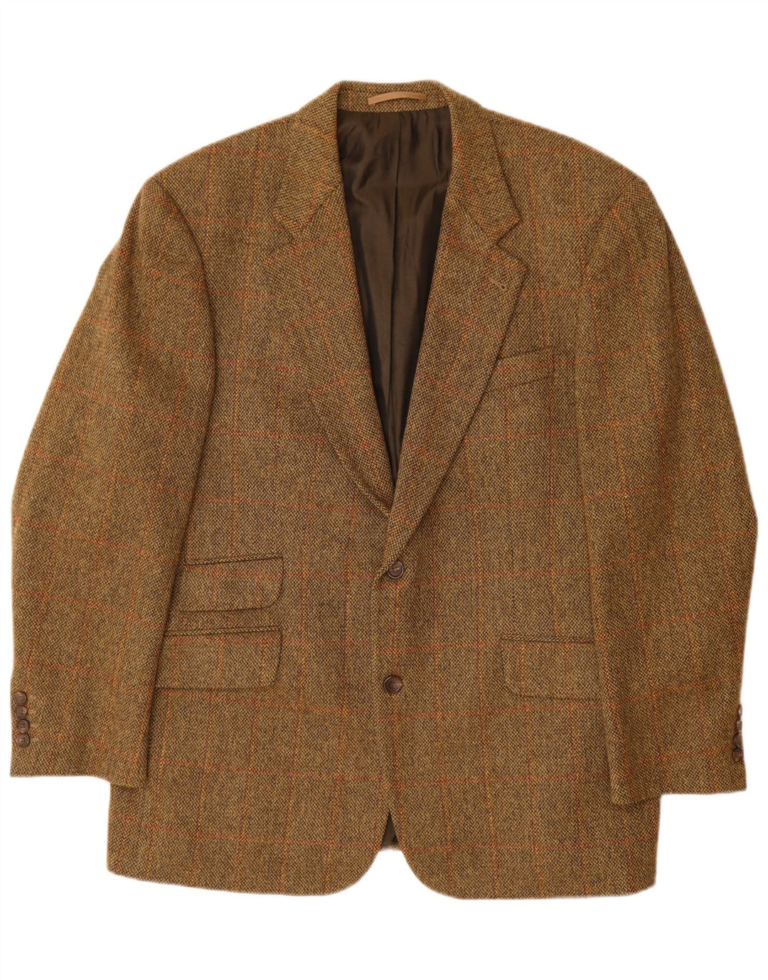 Giacca blazer da uomo a 2 bottoni HUGO BOSS EU 56 3XL lana vergine a quadri marrone