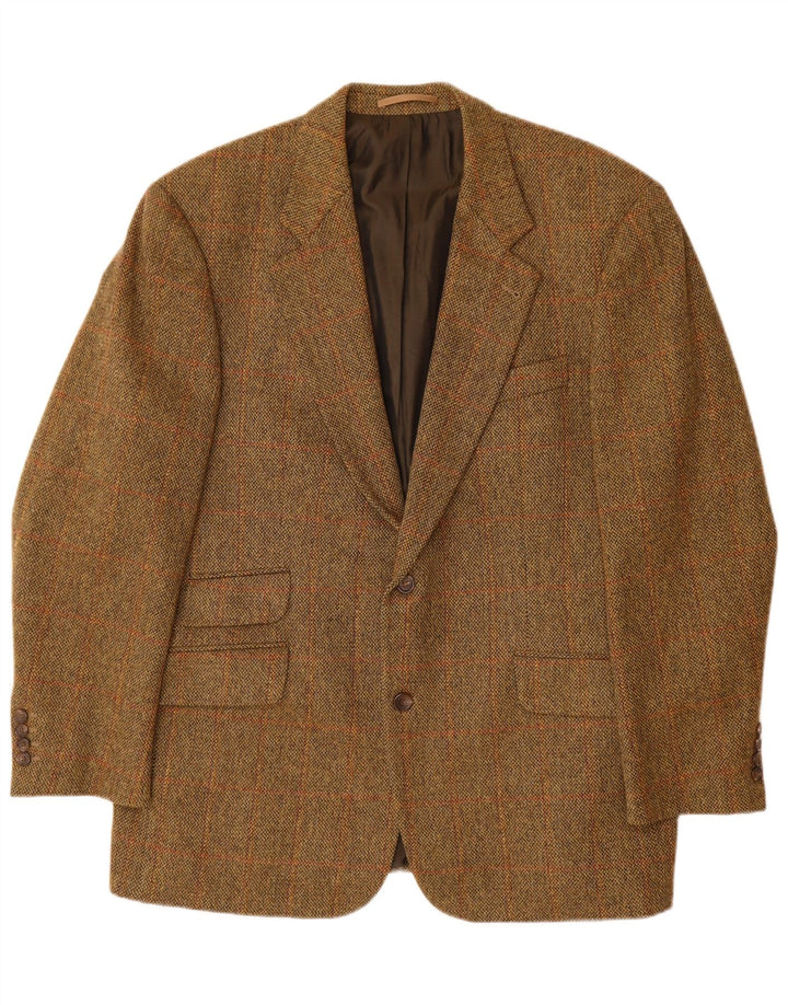 Giacca blazer da uomo a 2 bottoni HUGO BOSS EU 56 3XL lana vergine a quadri marrone