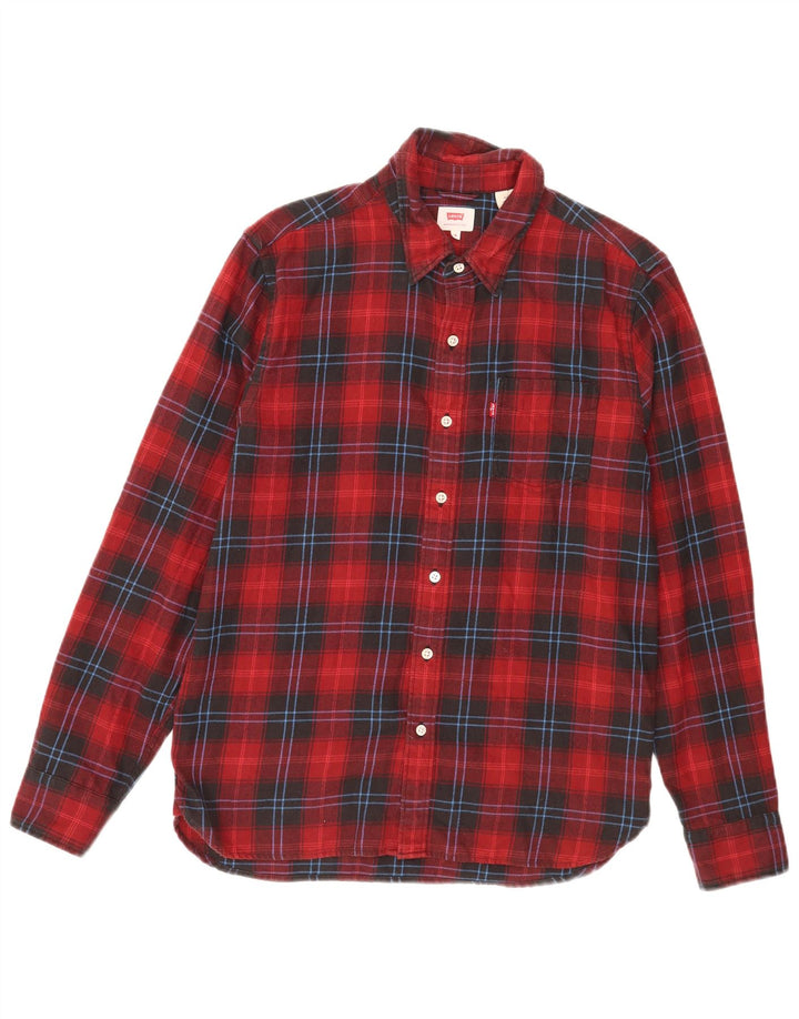 Camicia Levi's da uomo in flanella di cotone a quadri rossi medi