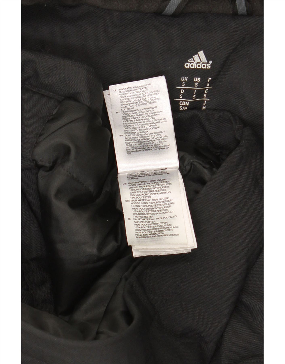 Giacca Parka con cappuccio da uomo Adidas UK 36 Small nylon nero