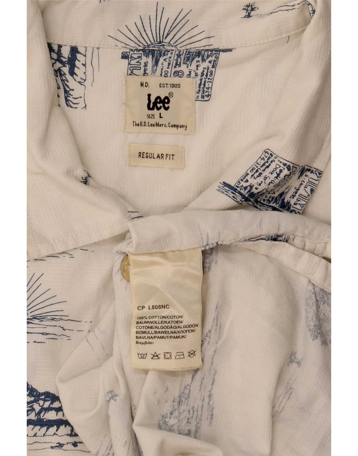 Camicia Lee da uomo con vestibilità regolare, motivo astratto, grande cotone bianco