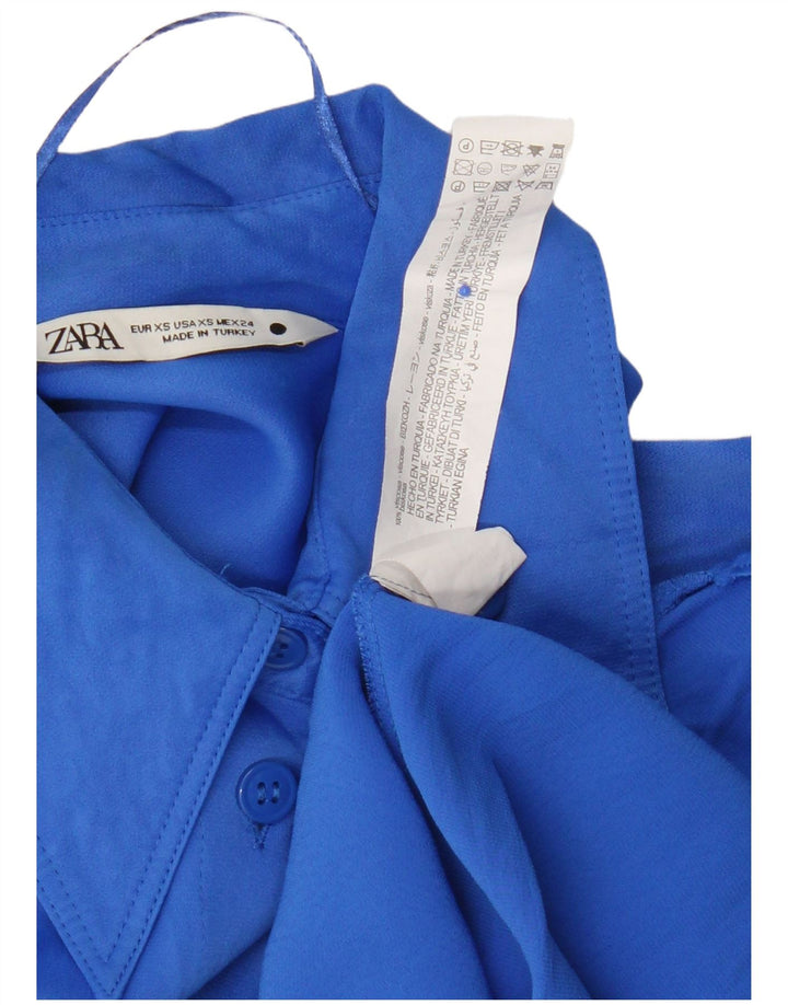 Camicia Zara Donna UK 6 XS Blu Viscosa