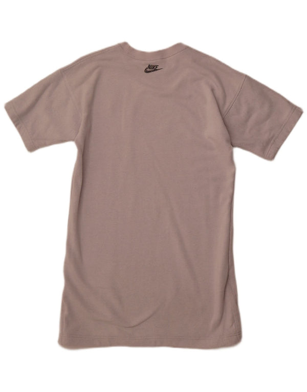 NIKE Abito maglione grafico a maniche corte da donna UK 16 Large Bianco sporco