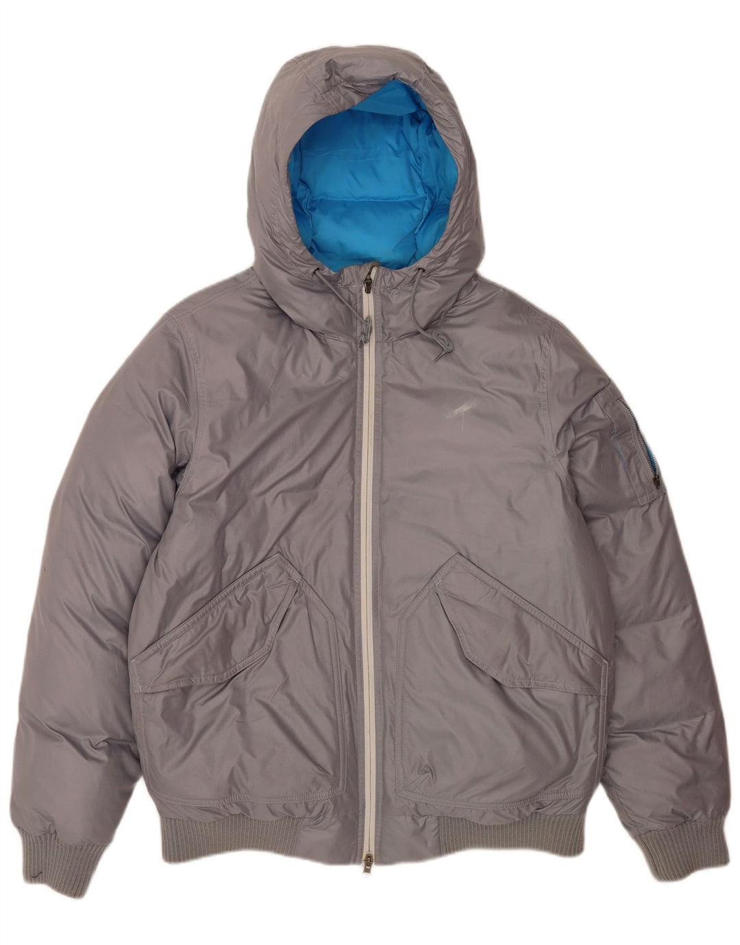 Giacca imbottita con cappuccio Nike da uomo UK 38 Poliestere grigio medio