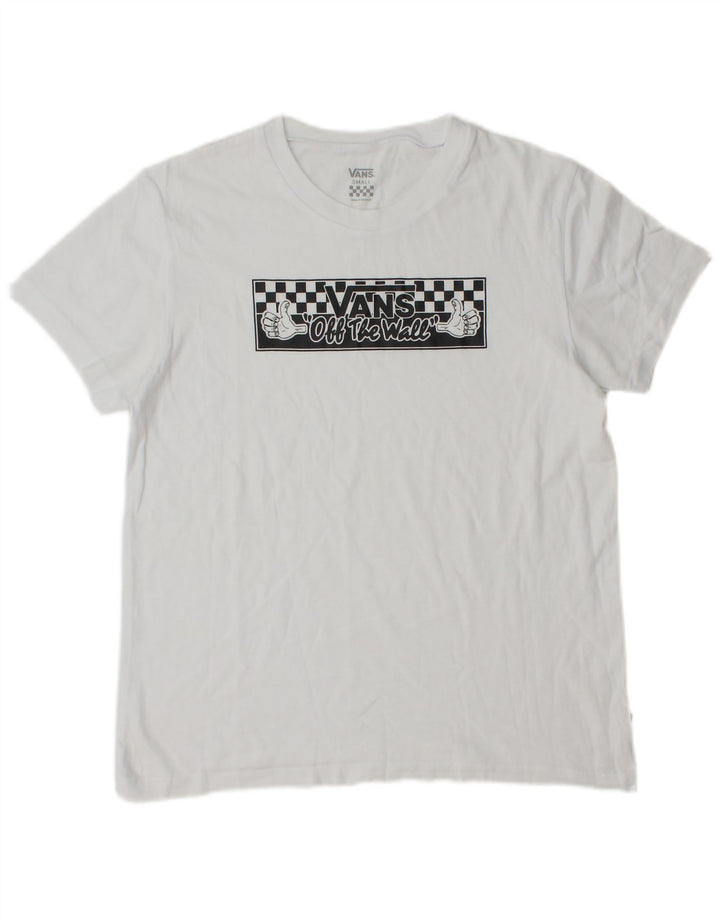 T-shirt grafica da donna Vans UK 10 piccola bianca