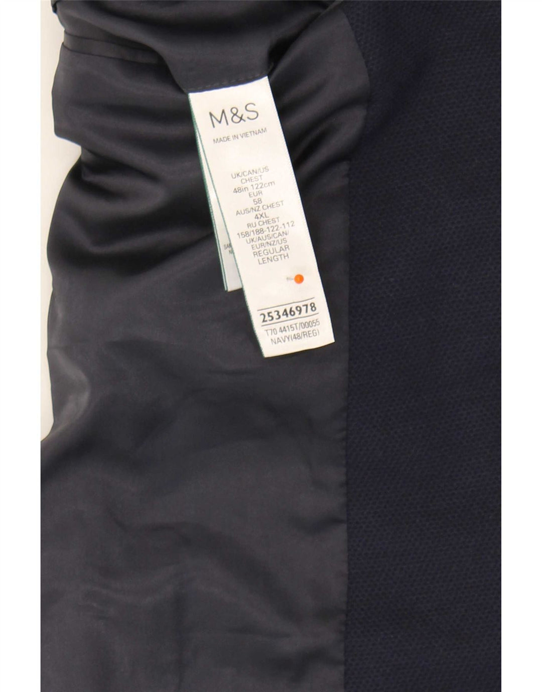 Giacca blazer a 2 bottoni Marks & Spencer da uomo UK 48 4XL poliammide blu navy