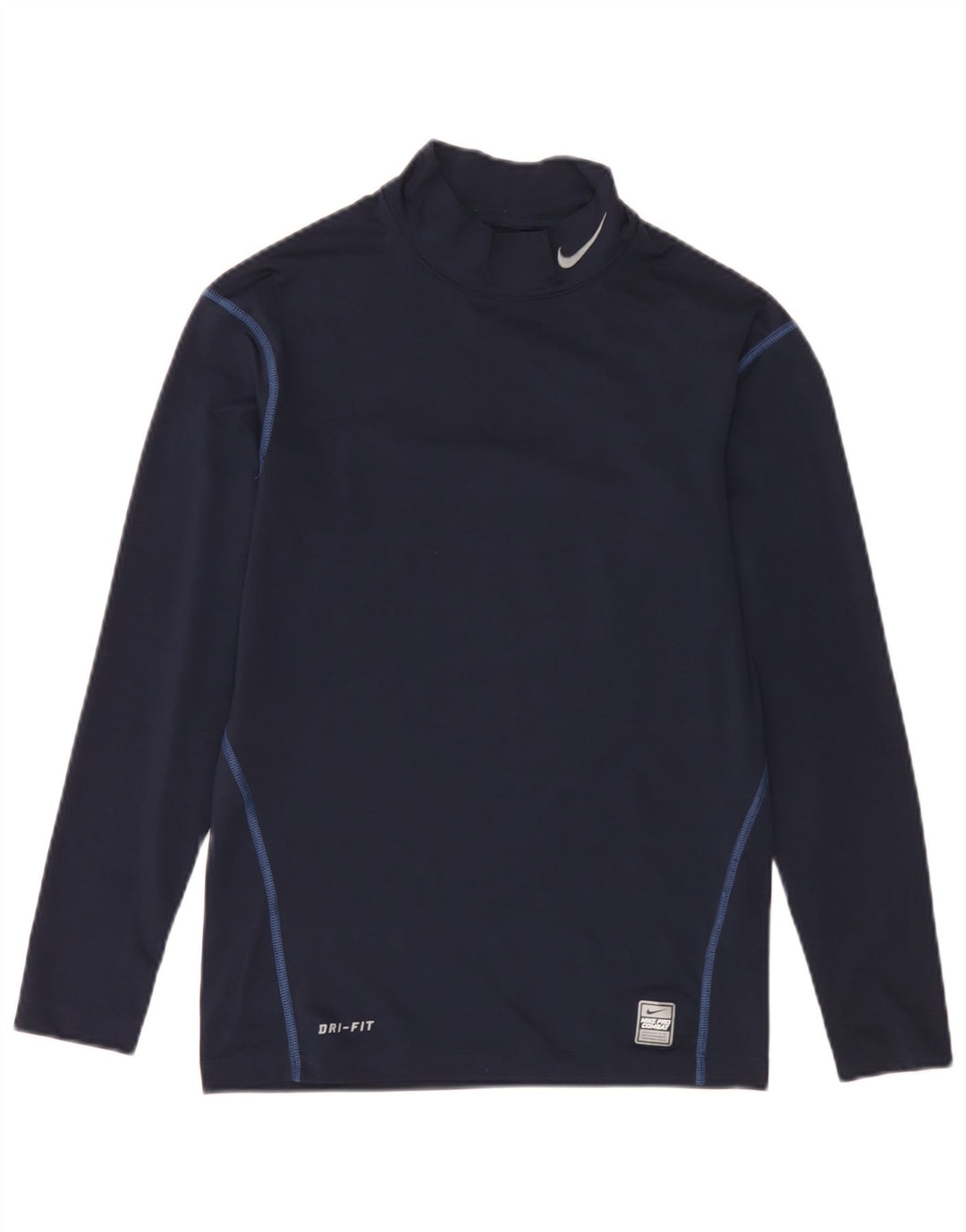 Nike Uomo Dri Fit Top manica lunga UK 42/44 Large Navy Blu Poliestere
