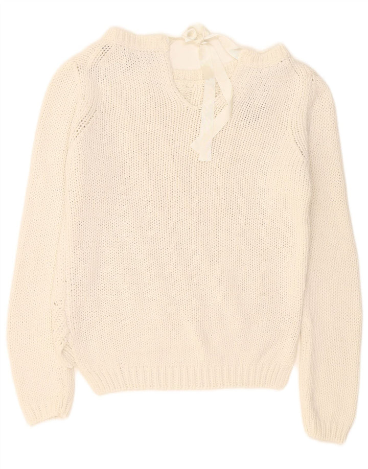 Massimo Dutti Maglione da donna con scollo a barchetta UK 14 Medio Bianco