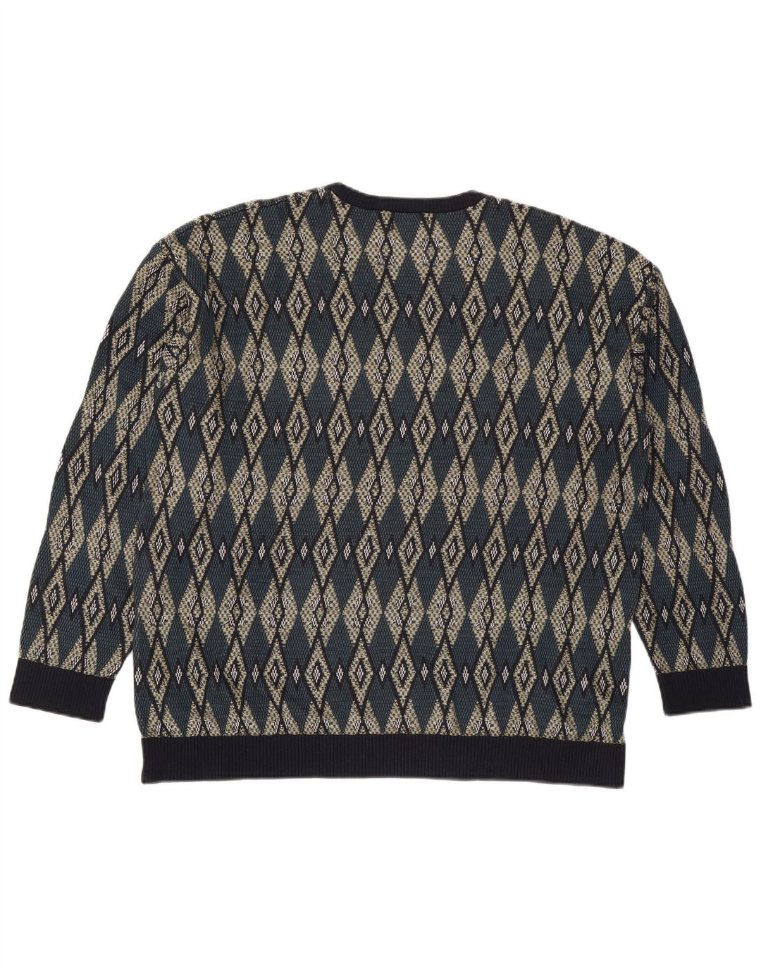 Maglione maglione girocollo da uomo Zara XL multicolore a rombi/acrilico diamante