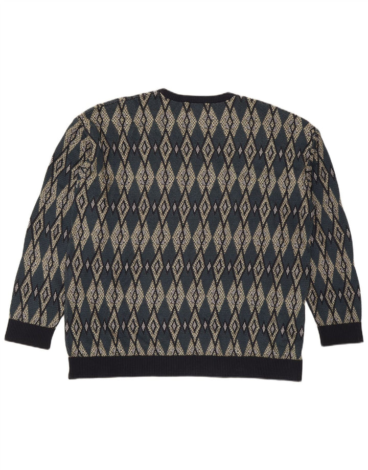 Maglione maglione girocollo da uomo Zara XL multicolore a rombi/acrilico diamante
