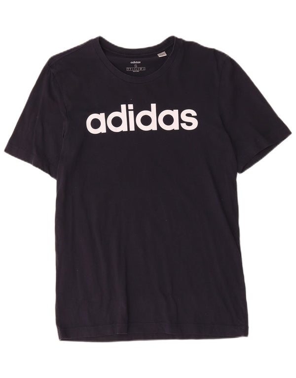 T-shirt grafica da uomo Adidas Top Small in cotone blu navy