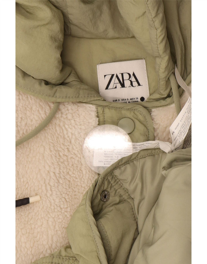 Giacca a vento oversize con cappuccio da donna Zara UK 10 piccola bianco sporco