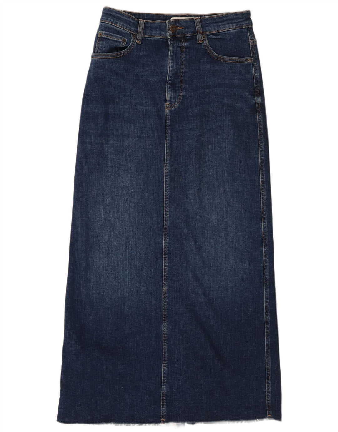 Gonna maxi in denim da donna Zara media W28 in cotone blu navy