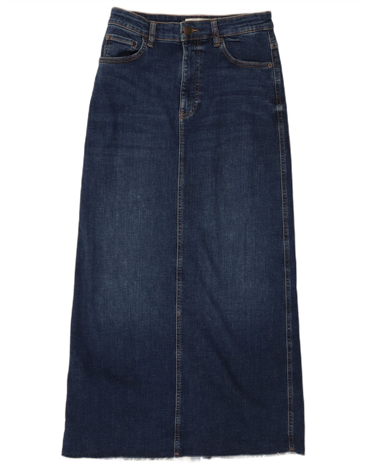 Gonna maxi in denim da donna Zara media W28 in cotone blu navy
