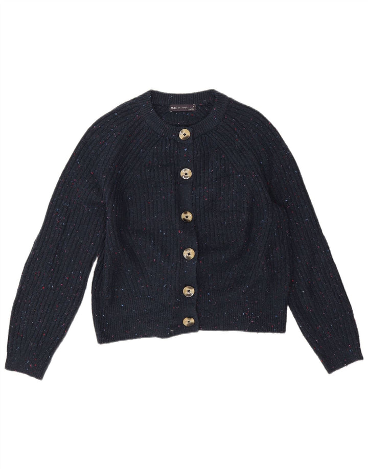 Maglione cardigan da donna Marks & Spencer UK 14 medio blu navy screziato