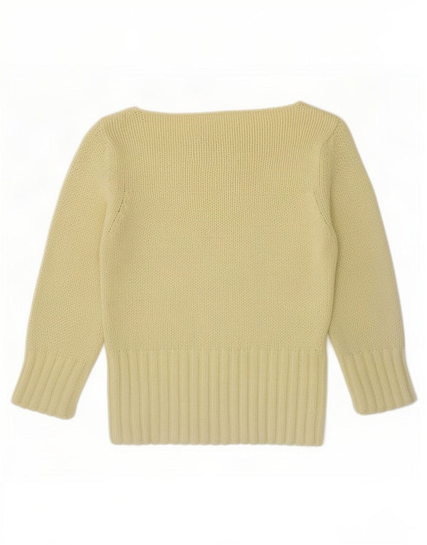 Zara Womens 3/4 Sleeve Crop Boat Neck Jumper Sweater UK 12 Medium Yellow