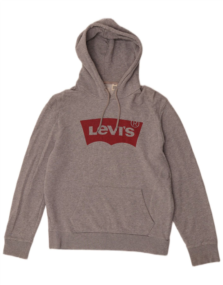 Maglione con cappuccio grafico da uomo Levi's in cotone chiazzato grigio medio