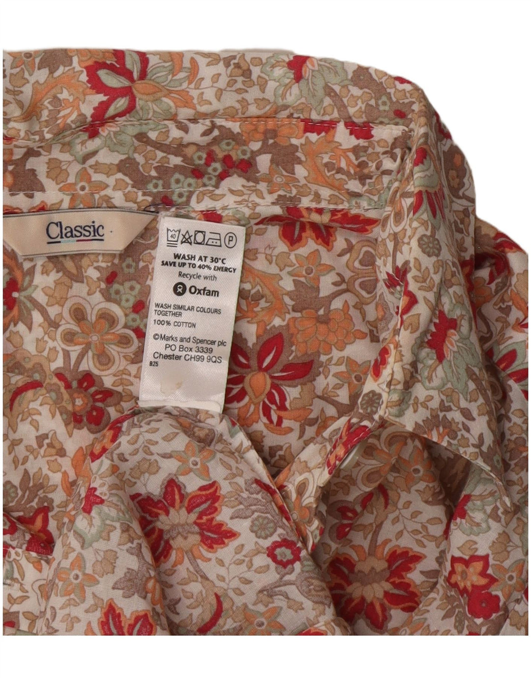 Camicia da donna Marks & Spencer UK 14 Grande cotone floreale multicolore