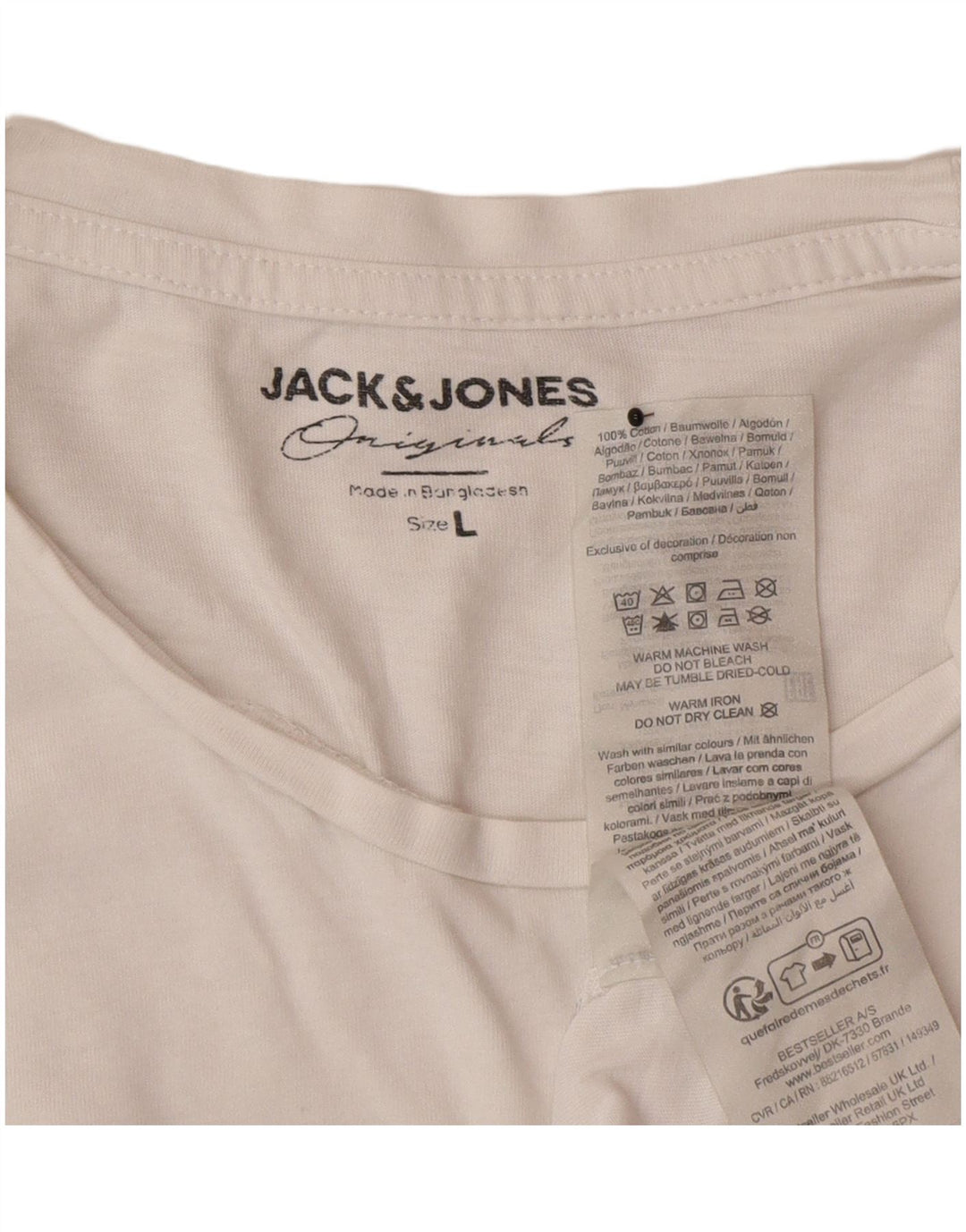 Jack & Jones T-shirt da uomo Top grande in cotone a righe bianche
