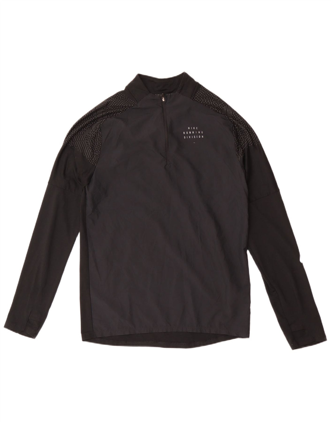Maglia Nike da uomo Dri Fit con zip e collo a maniche lunghe, piccola, in poliestere maculato nero