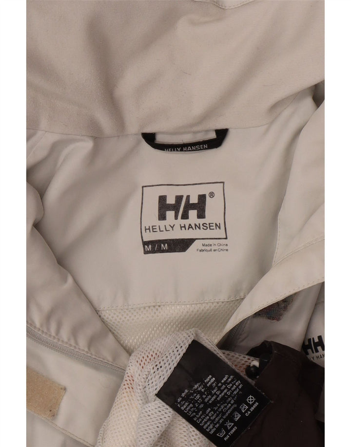 Giacca antipioggia con cappuccio da donna Helly Hansen UK 14 Medium Off White Colourblock