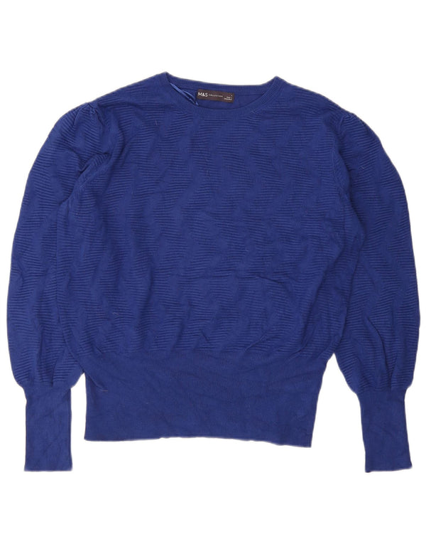 Maglione maglione girocollo da donna Marks & Spencer UK 14 grande viscosa blu