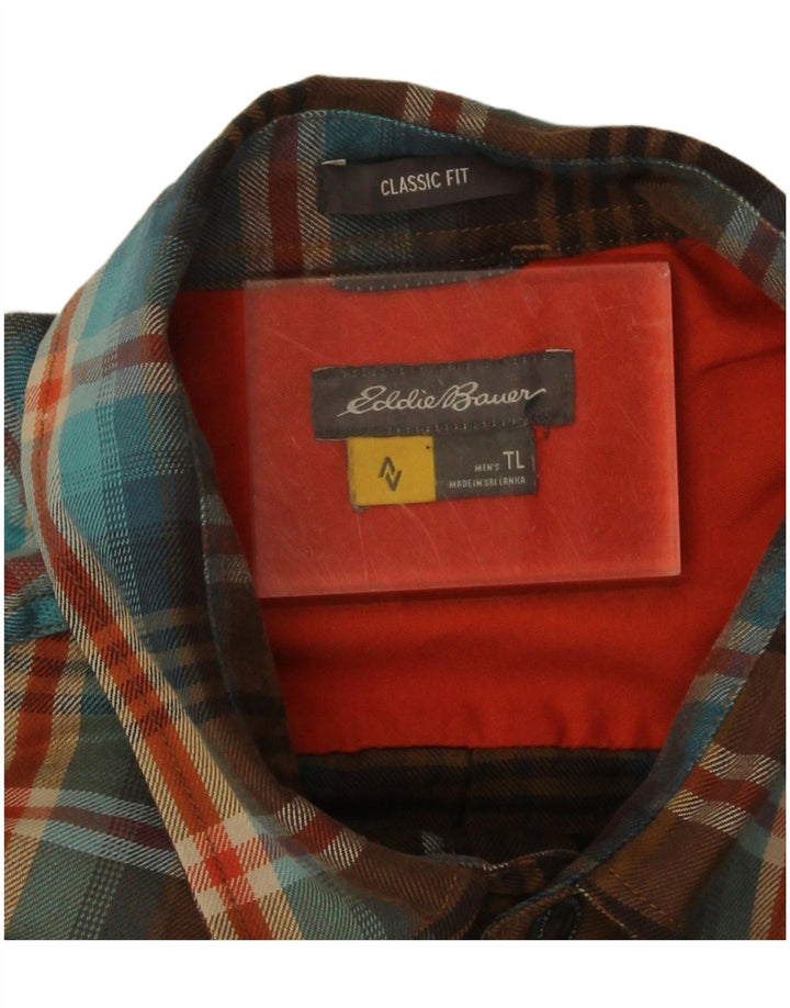 Eddie Bauer Camicia da uomo in flanella dal taglio classico, grande, in poliestere a quadri marroni