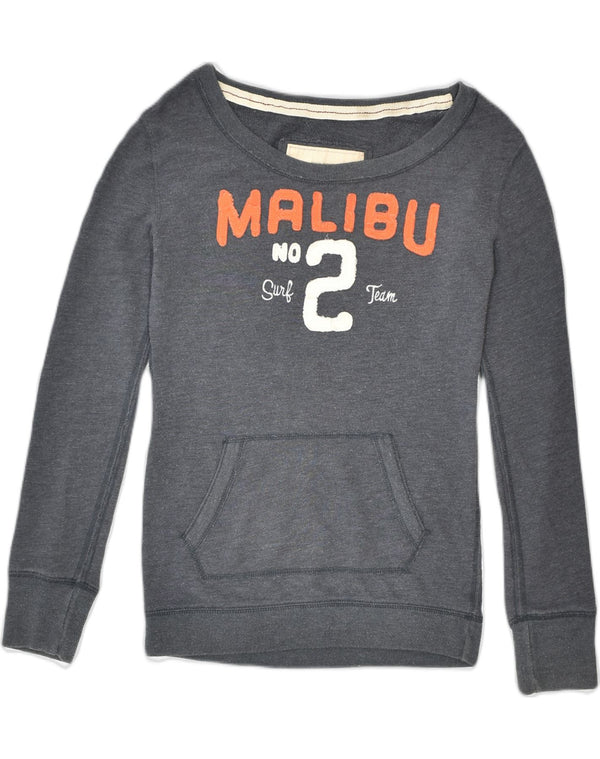 Felpa grafica da donna HOLLISTER UK 6 XS cotone grigio