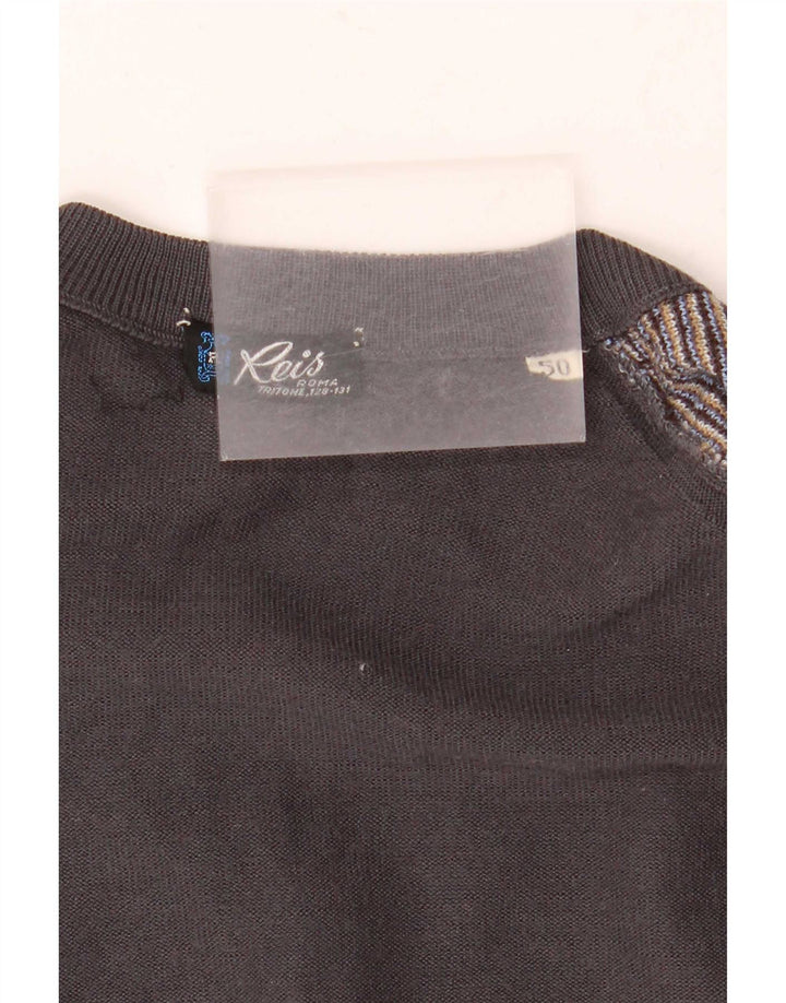 Maglione vintage da uomo con scollo a V IT 50 Marrone medio geometrico