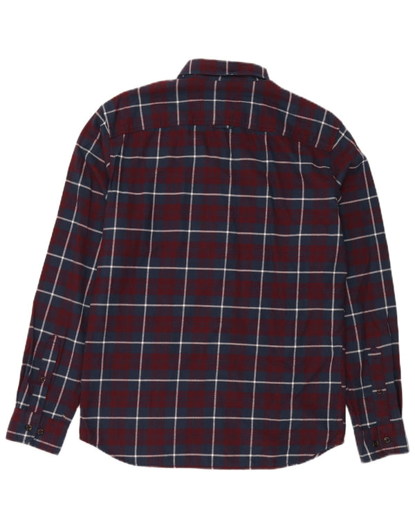 JACK & JONES Camicia da uomo in flanella di cotone a quadri bordeaux medio