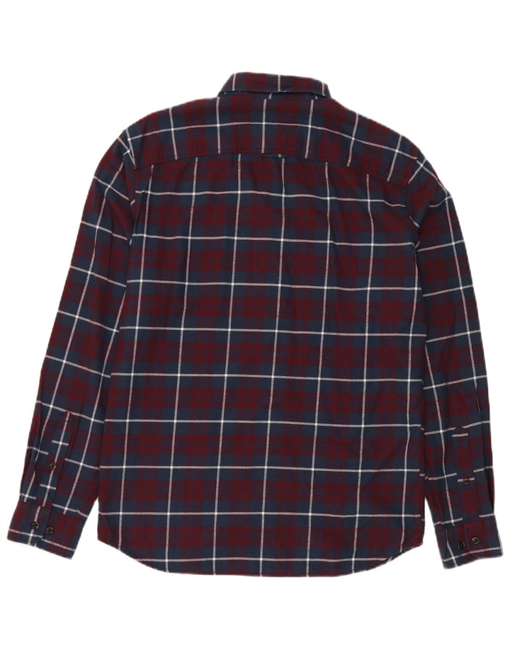 JACK & JONES Camicia da uomo in flanella di cotone a quadri bordeaux medio