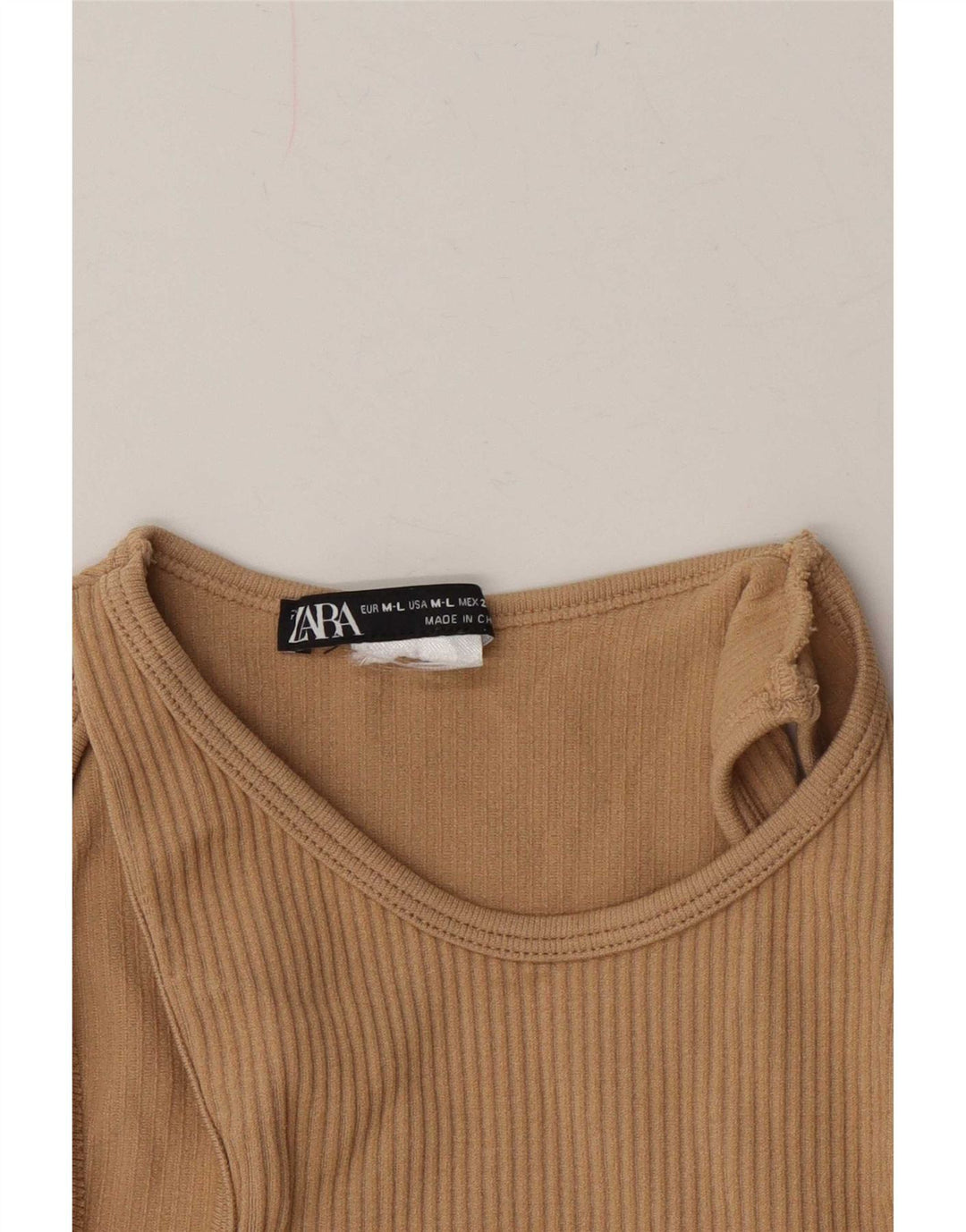 Top Zara da donna con spalle scoperte, camicetta corta UK 14 grande beige