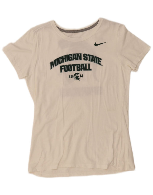 T-shirt grafica NIKE da donna Michigan State Top UK 12 medio bianco sporco