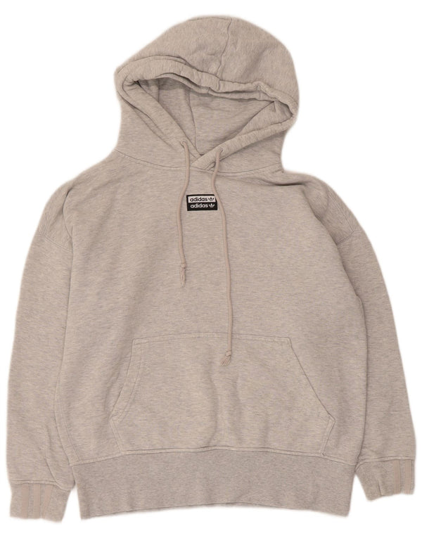 Felpa con cappuccio oversize da donna Adidas UK 4 XS cotone chiazzato grigio
