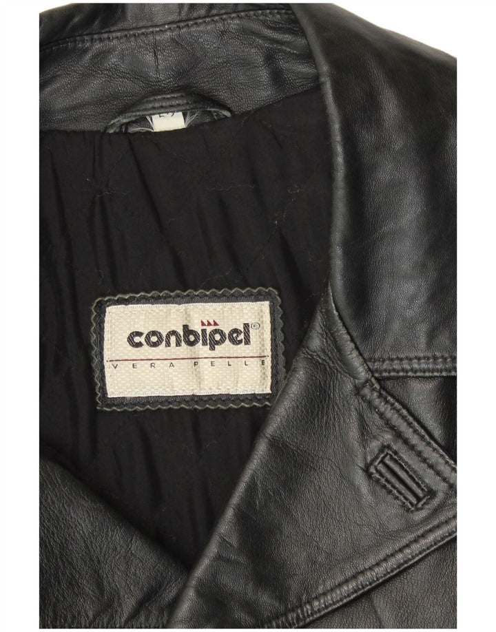 Cappotto in pelle doppio petto da uomo Conbipel taglia 52 grande in pelle nera