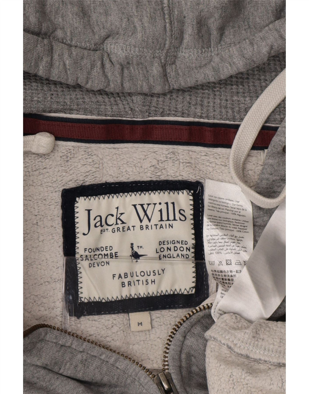 Maglione con cappuccio e zip da uomo Jack Wills in cotone grigio medio