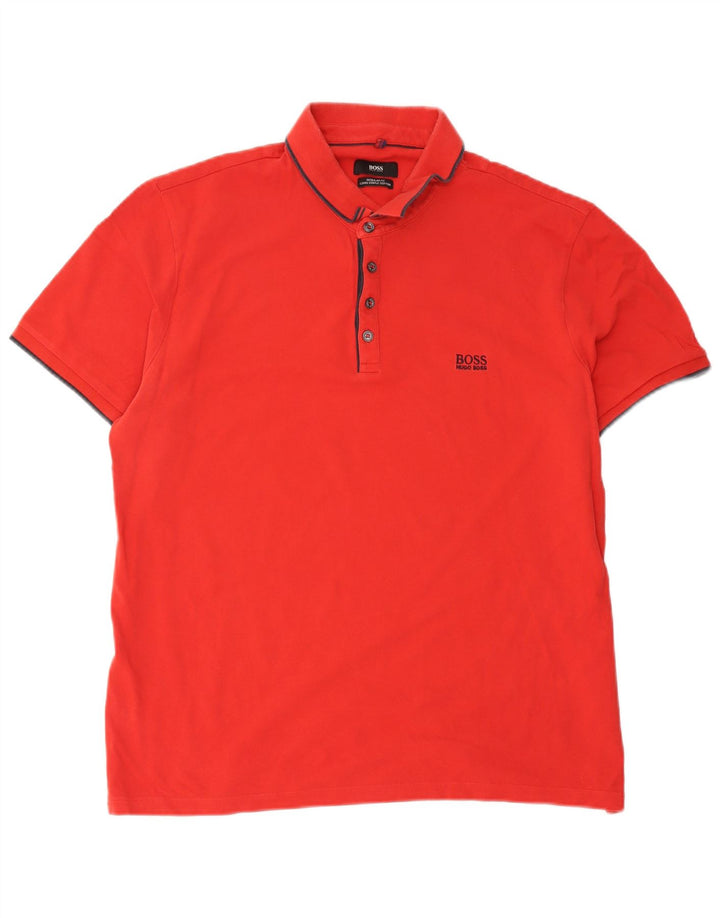 Polo Hugo Boss da uomo con vestibilità regolare, taglia grande, in cotone rosso